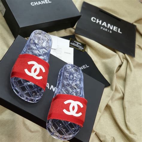 chanel pool slides|Chanel fluffy slides.